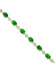 8.7 Carat 14K Gold Diamond and Emerald Bracelet