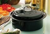 ENML CASSEROLE DISH RND 26CM DIA BLACK SPECKLED W/LID