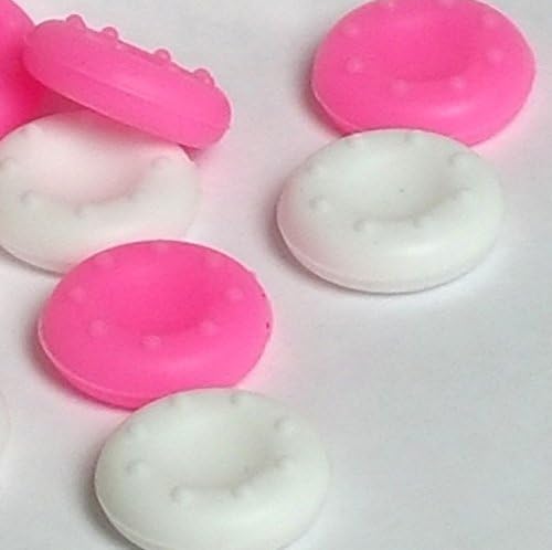 6pairs /12 pcs Color Combo Silicone Thumb Grip cover for PS3 / PS4 / Xbox 360 / Xbox One / Wii Game joystick controller cover -PINK &amp; WHITE