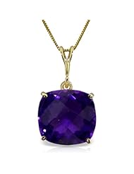 14K Yellow Gold Cushion-shaped Natural Purple Amethyst Pendant Necklace