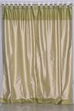 Golden Cream Art Silk Custom made Curtains Drapes Panels Tab Top - Olive Green Top