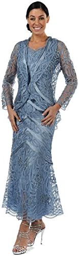 Soulmates D7068 Mother of the Bride Suit Dress (XL, Stone Blue)