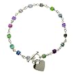 Sterling Silver Cats Eye Heart Tag Anklet