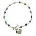 Sterling Silver Cats Eye Heart Tag Anklet