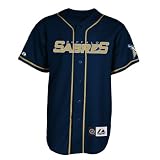 NHL Men's Buffalo Sabres Short Sleeve Button Front Replica Jersey (Pro Navy/Pro Light Gold, Large)