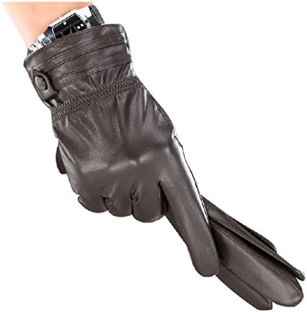 Men Leather Gloves Riding Gloves Keep Warm Sheepskin Gloves Brown