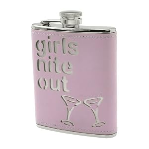 Stainless Steel Chrome/Pink "Girls Nite Out" Flask, 6 oz., T.P.