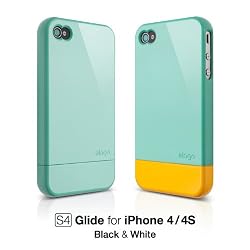 elago S4 Glide Case for AT&T, Sprint, Verizon iPhone 4/4S + Extra Bottom Clip + Front + Back Protection Film included (Coral Blue)