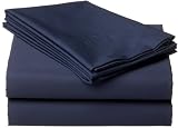 Wamsutta 360 Perfect Pinpoint Twin Extra Long Fitted Sheet, Midnight Blue