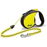 Flexi 16-Feet Neon Reflect Retractable Cord Dog Leash, Medium, Black/Neon Yellow