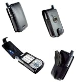 PREMIUM CELLET LEATHER EXECUTIVE CASE (with REMOVABLE LOCKING SWIVEL BELT CLIP) for PALM TREO 600 / 650 / 700 / 700p / 700w / 700WX (AVAILABLE IN BLACK OR PINK) - RETAIL PACKAGING