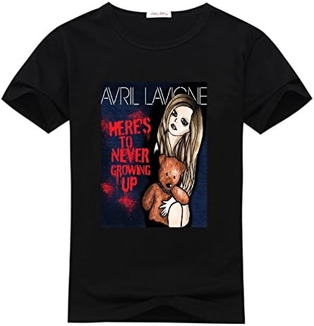 Junjiexr Men's Short Sleeve Avril Lavigne Crew Tee Classic Logo Adult T-shirts Medium Black