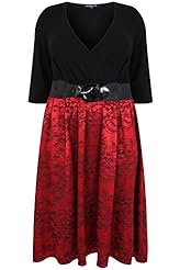 Plus Size Sateen Wrap Jacquard Belted Floral Print Prom Dress 