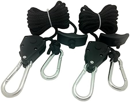 Pair 1/8" Adjustable Heavy Duty Grow Light Ratchet Rope Plant Hangers