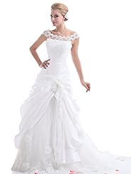 A-line Floor Length Bateau Neck Illusion Draped Lace Dropped   Waistline Taffeta  Dress