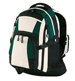 Upscale 100% Polyester Urban Backpack with MP3 Compartment - Hunter/Black/Stone