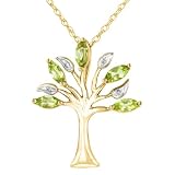 10k Yellow Gold Peridot Tree Charm, 18