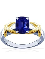 14K White Gold Cushion Cut Blue Sapphire Solitaire Ring