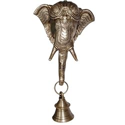 Animal Sculpture Brass Elephant with Bell 5.75 x 3.75 x 10.5 inches