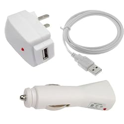 USB Car Charger + USB Home Travel Charger + USB Data Cable for Amazon Kindle 2