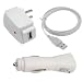 USB Car Charger + USB Home Travel Charger + USB Data Cable for Amazon Kindle 2
