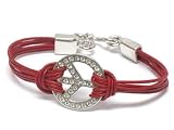 Metal Crystal Peace Red Stripe Bracelet Jewelry