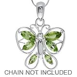 1ct. Natural Peridot 925 Sterling Silver Butterfly Pendant