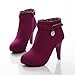 Latasa Women's Fashion Nubuck&velvet Ankle-high High-heel Boots,platform Boots, Buckles Decoration, Zips Side