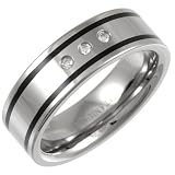 Image of Titanium and Enamel Three 2pt Diamond Set Ring