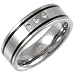 Titanium and Enamel Three 2pt Diamond Set Ring