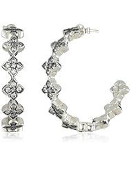 King Baby "Cross" Large Pave Cubic Zirconia MB Cross Hoop Earrings