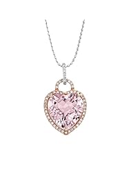 Victoria Kay 5 1/3ct Pink Amethyst and 1/5ct White Diamond Heart-Shaped Pendant in 14k White and Rose Gold (IJ, I1-I2)