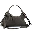 NICOLI Italian Designer Dark Gray Nubuck Leather Hobo Bag Handbag