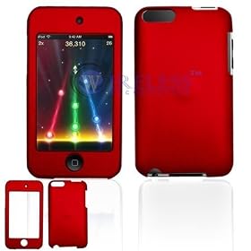 Apple Ipod Touch 2nd Gen Red Rubber feel Protector Case Faceplate Cover