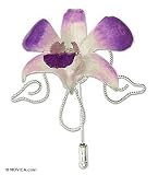 Natural orchid silver stickpin, 'Tendrils' 2 W 3 L