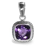 6.7 Ct. Cushion-cut Amethyst Pendant, Sterling Silver Pendant Necklace with 18 Inch Snake Chain