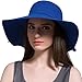 Bienvenu Women's Wide Brim Wool Ribbon Band Floppy Hat Royal Blue