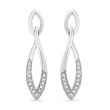 Platinum Plated Sterling Silver Round Diamond Fashion Earring (1/6 CTTW)
