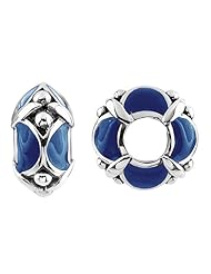 Storywheel® Navy Blue Enamel Bead / Charm in 925 Sterling Silver