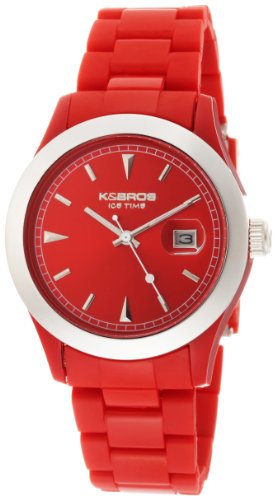 K&BROS Unisex 9541-3 Ice-Time Full Color Red Watch