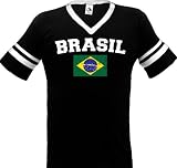 Brasil Flag International Soccer Ringer T-shirt, Brasilian Soccer Mens Ringer T-shirt