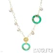 LeaderLine! Made in Italy Stylish Handmade Necklace with Super Clean F-G/VS Diamonds, Jades and Freshwater Pearls Made of 18K Gold