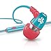 JLab Audio NEON Metal in-Ear Earbuds with Universal Mic for iPhone & Android, Guaranteed for Life - Coral/Teal
