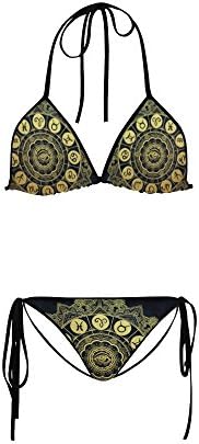 TBeautty Custom Women Mystic Horoscope Symbol Zodiac Set Sexy Two Piece Bathing Suit Bikini Swimsuit