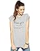 FV RELAY Women's Fitted Han.gry Print Crew Neck Short Sleeve Tee Shirt Top Gray