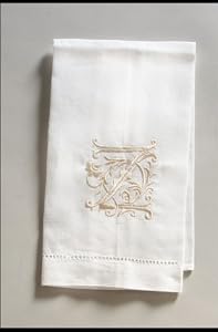 Set of 6 Meandering Vines Embroidered Guest Towel - Z