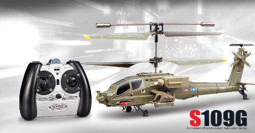 Syma S109G 8" RC Remote Control Helicopter, 3.5 Channels Electric RTF Indoor Mini Apache Helicopter with Built-in Gyro, Multiplayer Up To 2 Helicopters