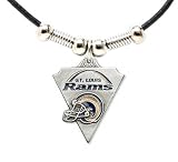 St. Louis Rams Leather Necklace w/Beads & Pewter Pendant - NFL Football Fan Shop Sports Team Merchandise