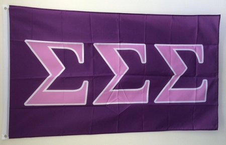 Sigma Sigma Sigma "Tri-Sig" Letter Design 2' X 3' Spirit Size Flag
