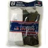 Russell King Size Crew Socks - Six Pack - White and Black